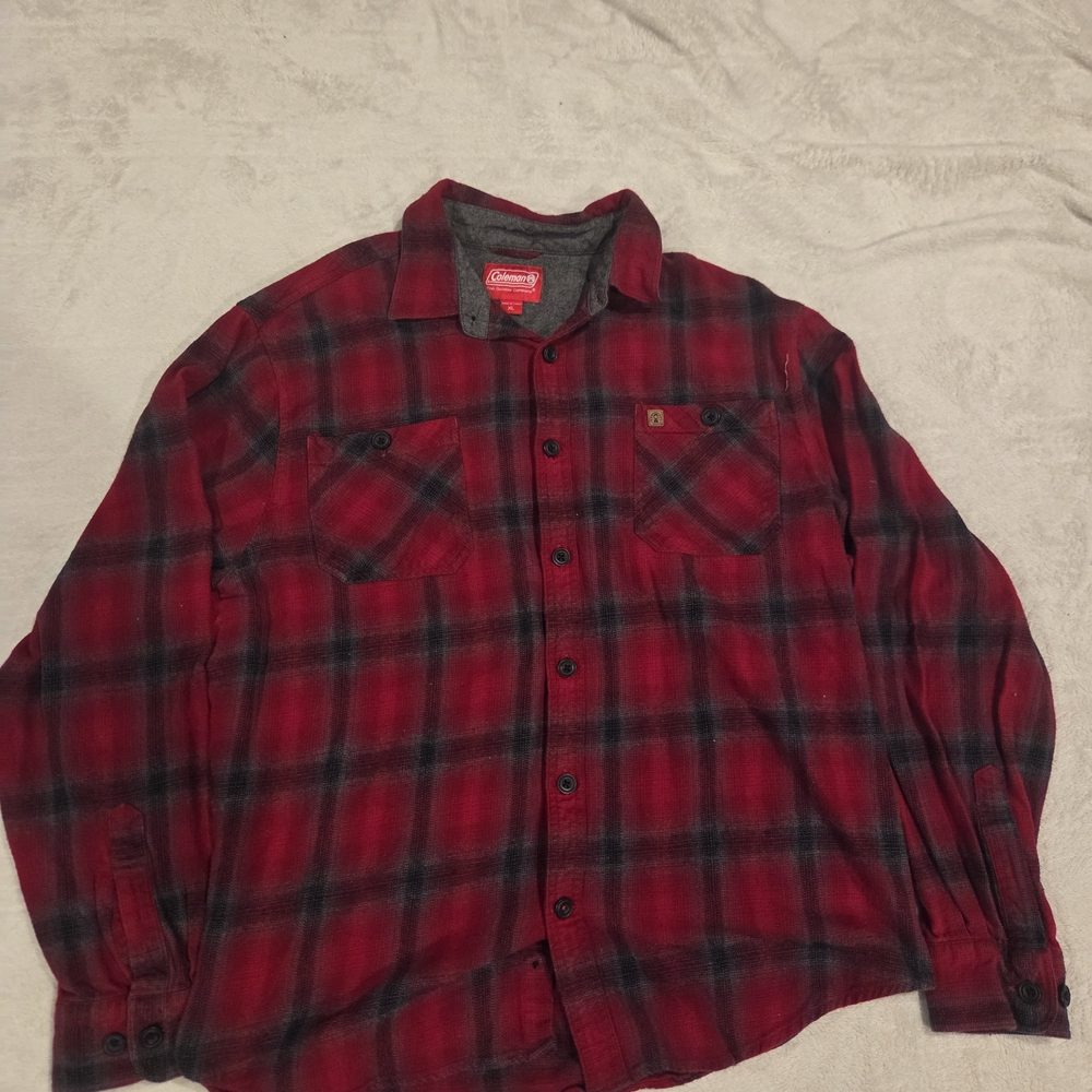 Red Plaid Button-Up Shirt